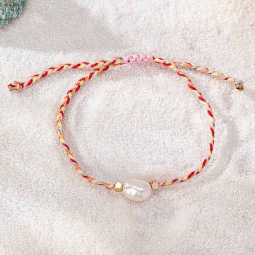 Colorful Rope & Freshwater Pearl Bracelet