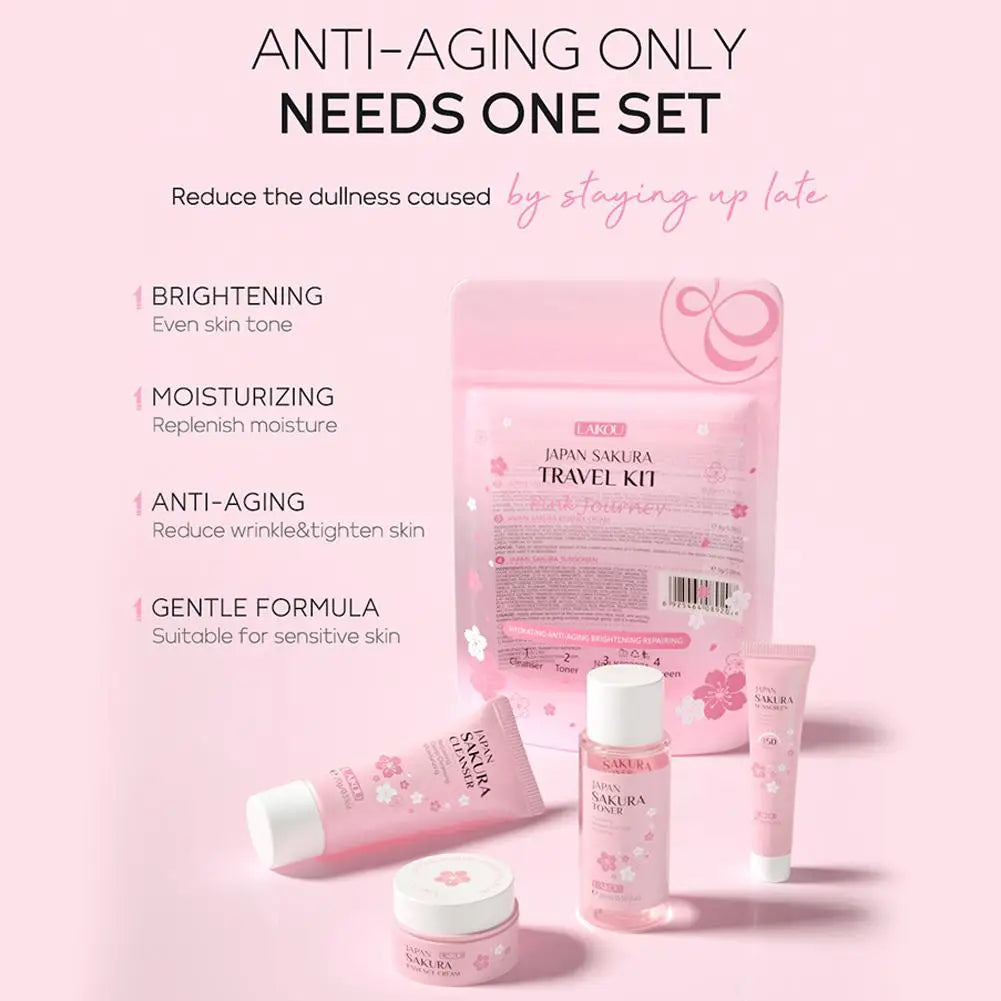 Sakura Skin Care Set – Cleanser, Serum, Eye Cream & Facial Cream