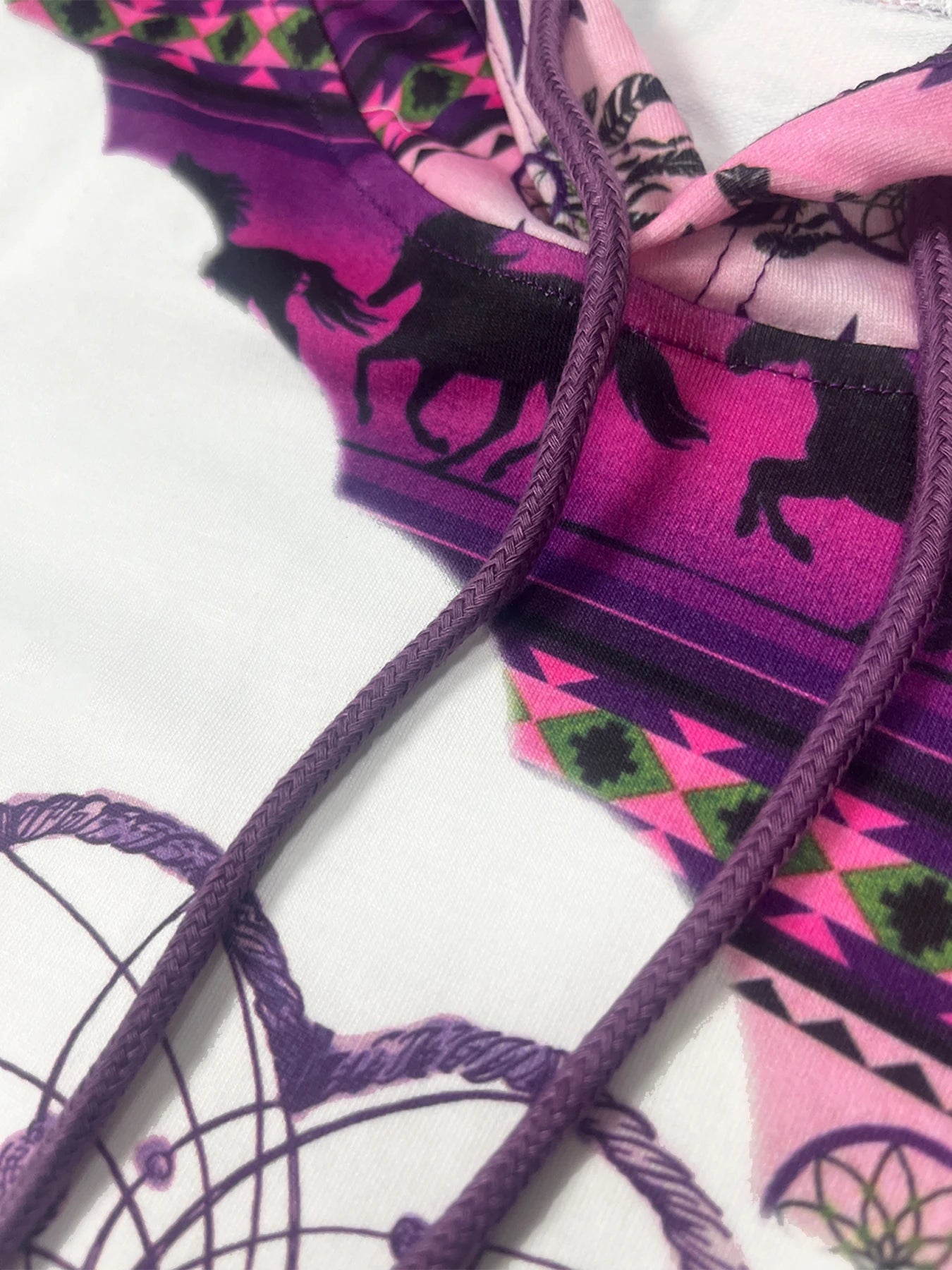Women's Retro Print Pullover Hoodie