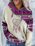 Women's Retro Print Pullover Hoodie