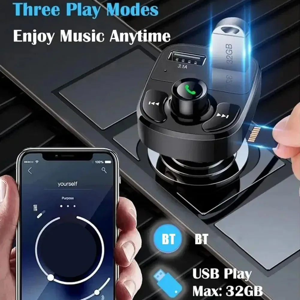 Bluetooth 5.0 FM Transmitter Car Charger – Dual USB, Hands-Free, MP3