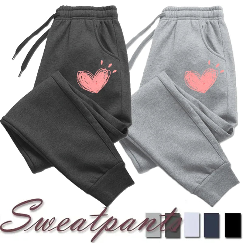 Women's Heart Print Fleece Jogger Sweatpants