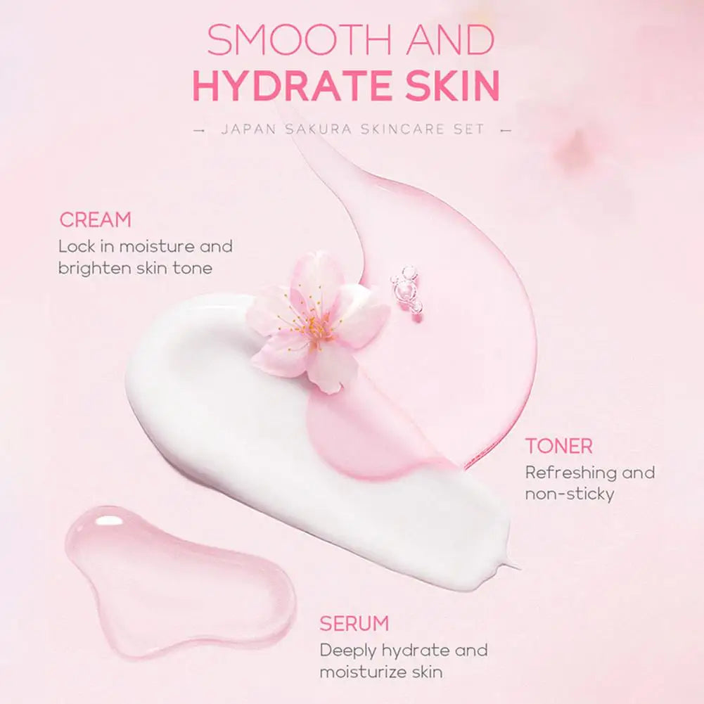 Sakura Skin Care Set – Cleanser, Serum, Eye Cream & Facial Cream