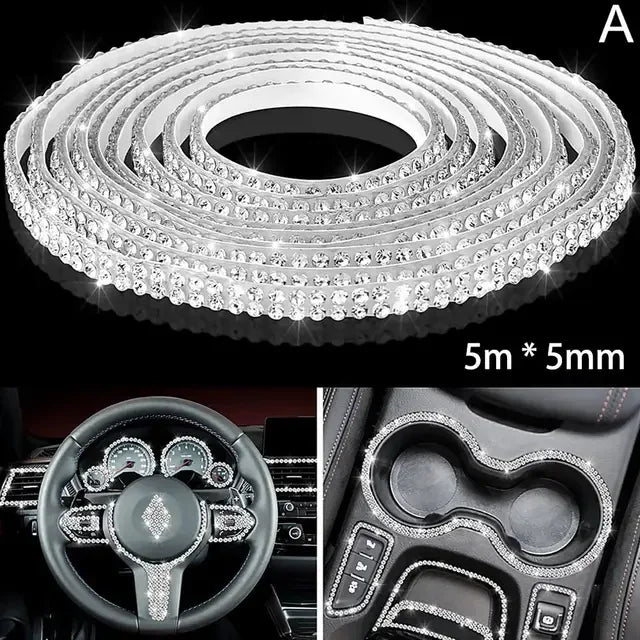 Bling Rhinestone Car Trim Strip – Self-Adhesive Crystal Decoration (5m)