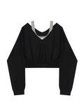 Women's Y2K Patchwork Fake Two-Piece Crop Sweatshirt