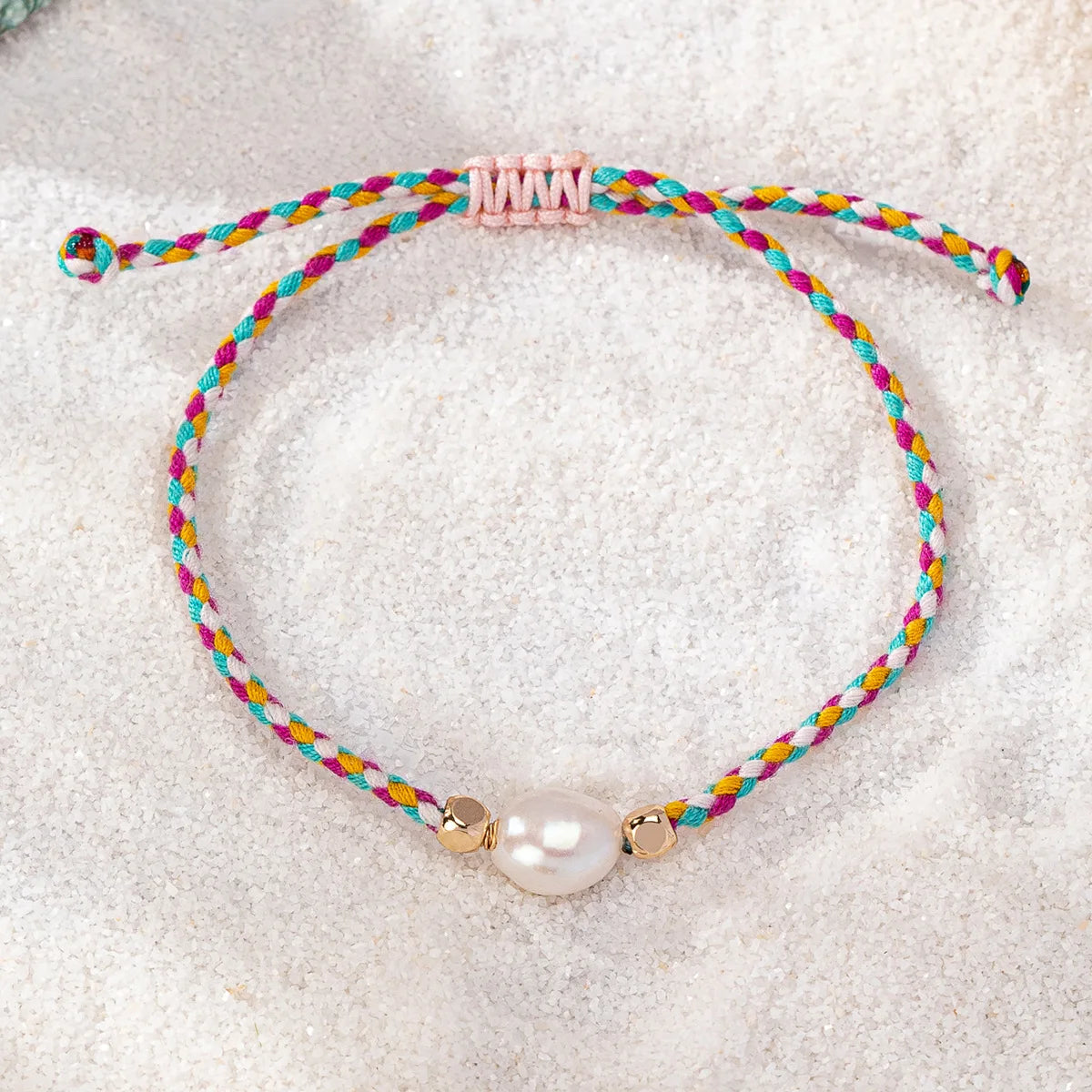 Colorful Rope & Freshwater Pearl Bracelet