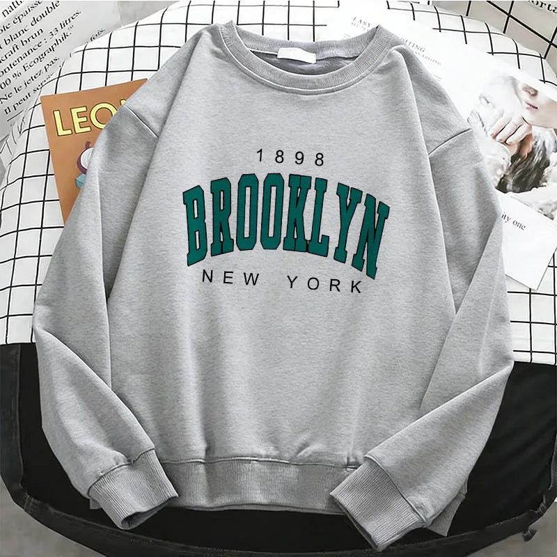 Women's Y2K Brooklyn Letter Print Pullover Sweatshirt