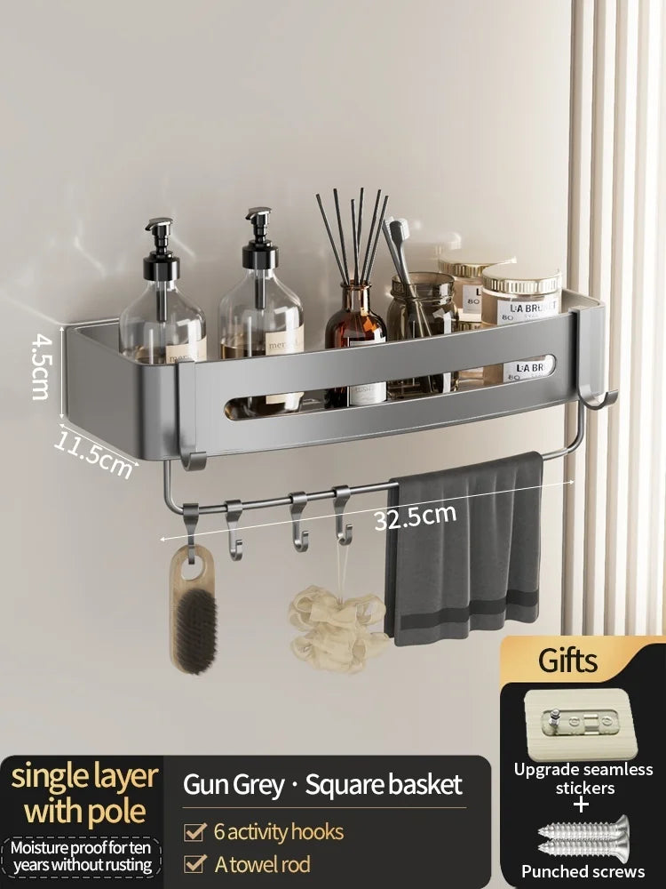 Drill-Free Aluminum Wall Shelf