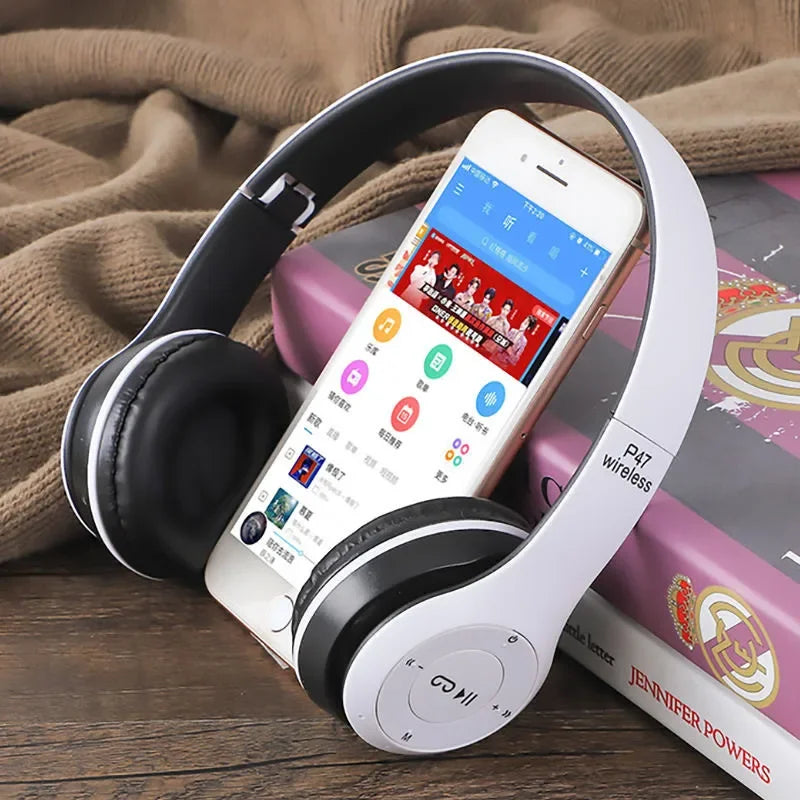 P47 Wireless Headphones – Foldable Bluetooth 5.0, HiFi Stereo Bass with Mic