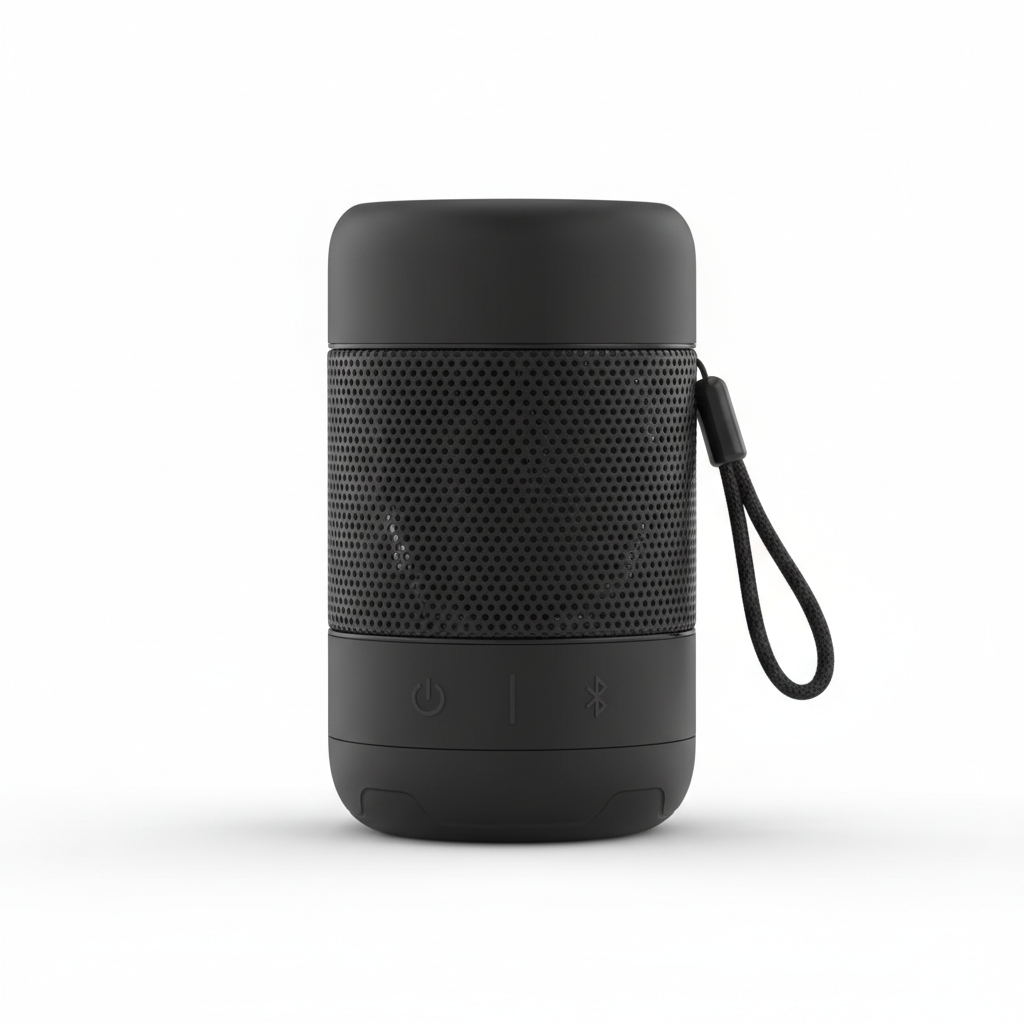 Compact portable Bluetooth speaker in matte black